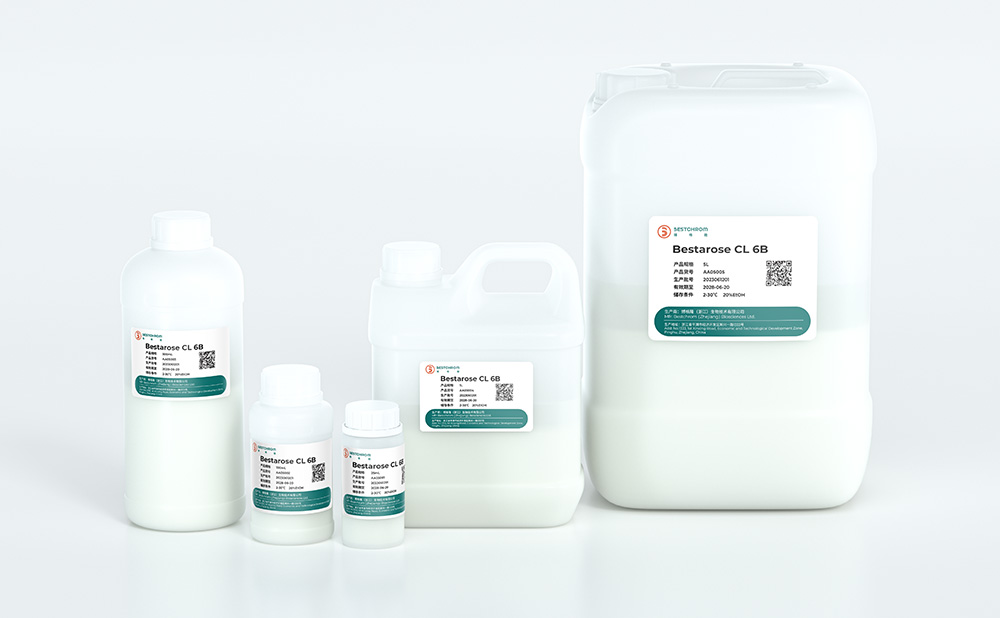 SEC resin, achieves effective separation of target molecules and impurities using molecular weight difference;Bestarose CL series are cross-linked based on Bestarose B resins, with better mechanical and chemical stability, suitable for purification application in organic solvents;Broad fractionation range, used for characterization or the removal of impurities with diverse molecular weights.