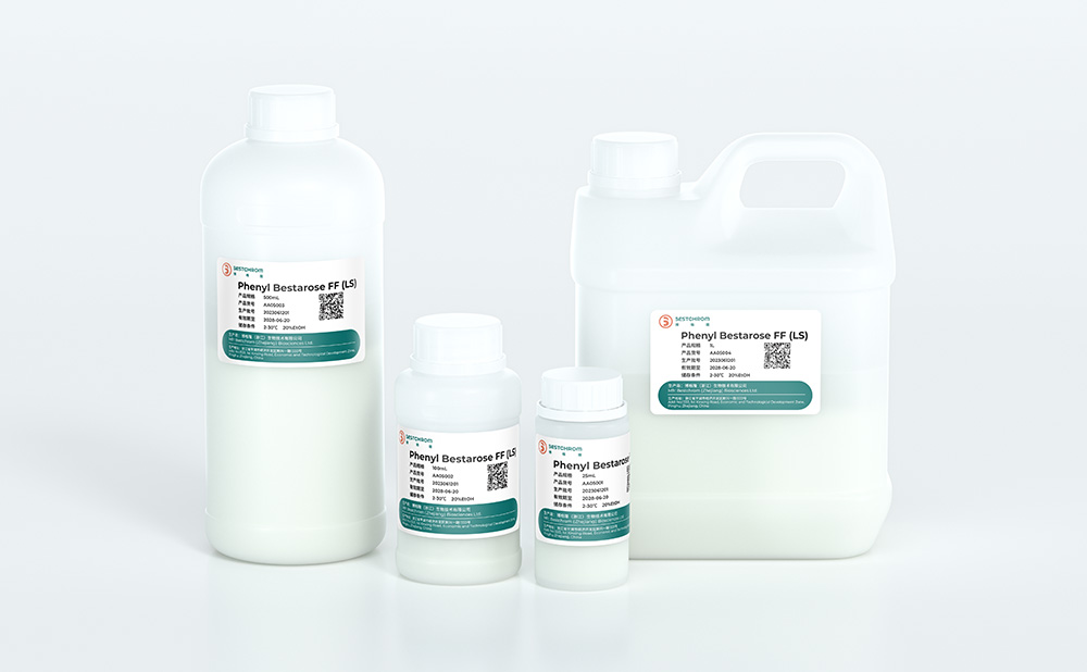 HIC resin using Phenyl as its ligands;Different selectivity from that of Phenyl Bestarose FF（HS）;Agarose matrix with bead size of 90μm, good non-specific adsorption and pressure/flow characteristic;Ligands with strong hydrophobicity, suitable for the capture and intermediate purification of macro-biomolecules with weak hydrophobicity such as recombinant protein, antibody, enzyme and nucleic acids.